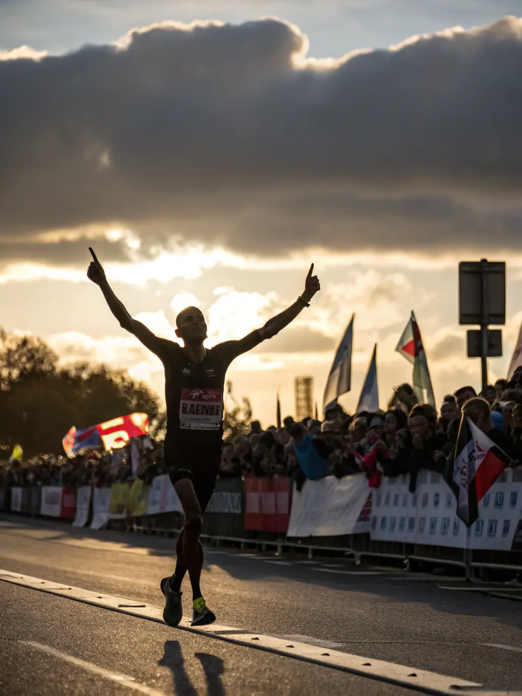 An inspiring image of participants celebrating their achievements at the finish line of a NUITS SEMI MARATHON race, highlighting the positive impact of physical activity and personal accomplishment.
