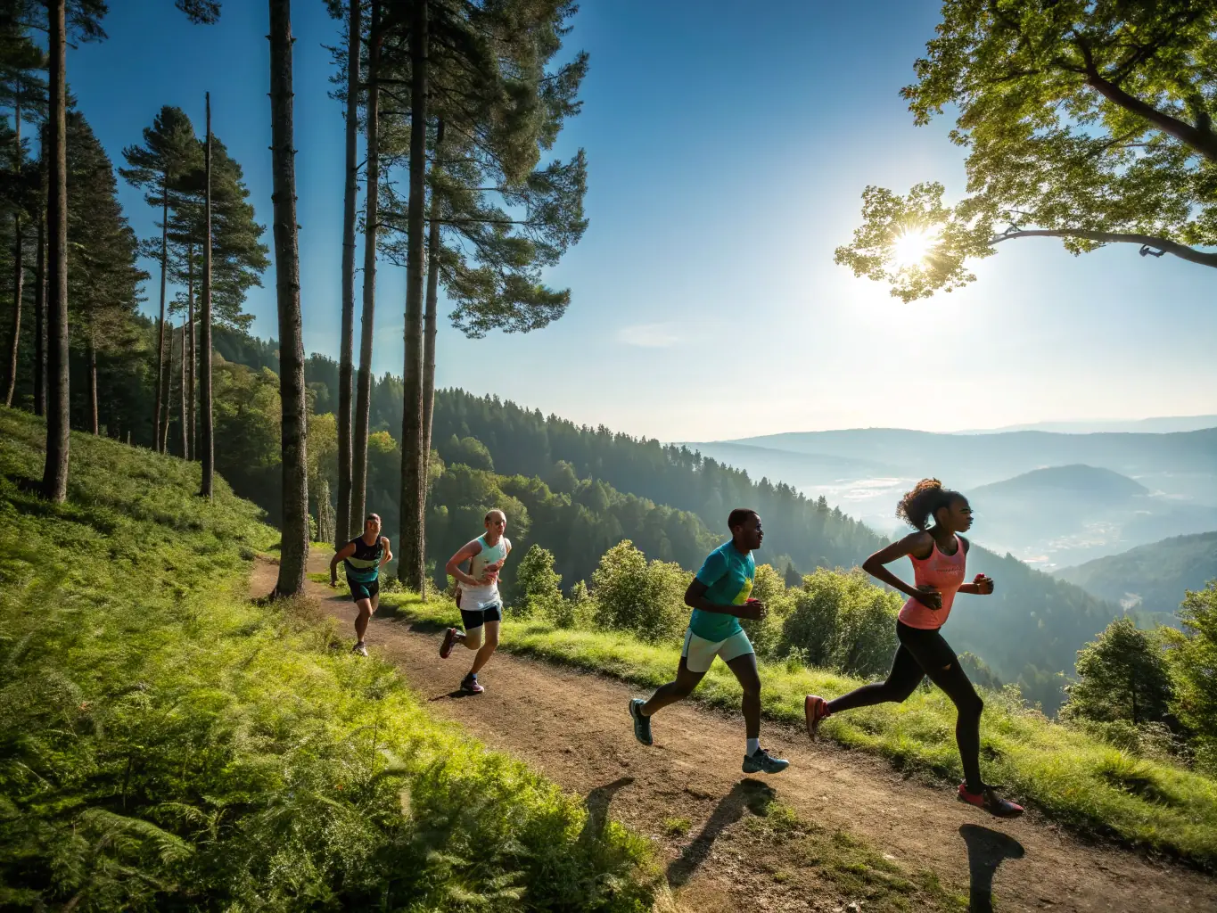 A dynamic shot of runners participating in the Nuits-Saint-Georges semi-marathon, showcasing the scenic route and the energy of the event.